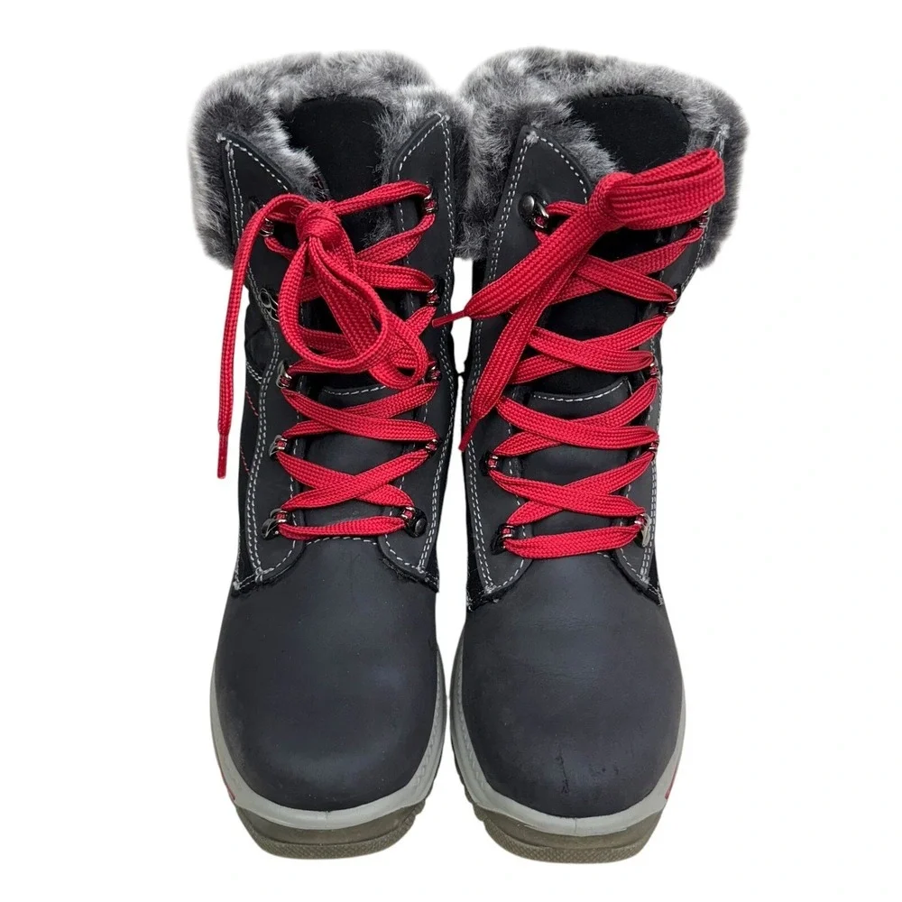 Santana Canada Women Maleo Winter Boots Faux Fur Cuff Waterproof Black Red Sz 7